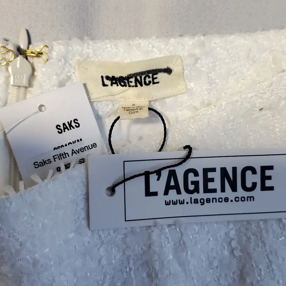 NWT$395 L'agence Ashton Bouclé Knit White Shorts Sz 6 - Picture 14 of 16